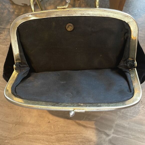 Vintage Black Velvet Clutch - Picture 5 of 7